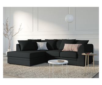 Γωνιακός καναπές Mazzini Quince, Μαύρος