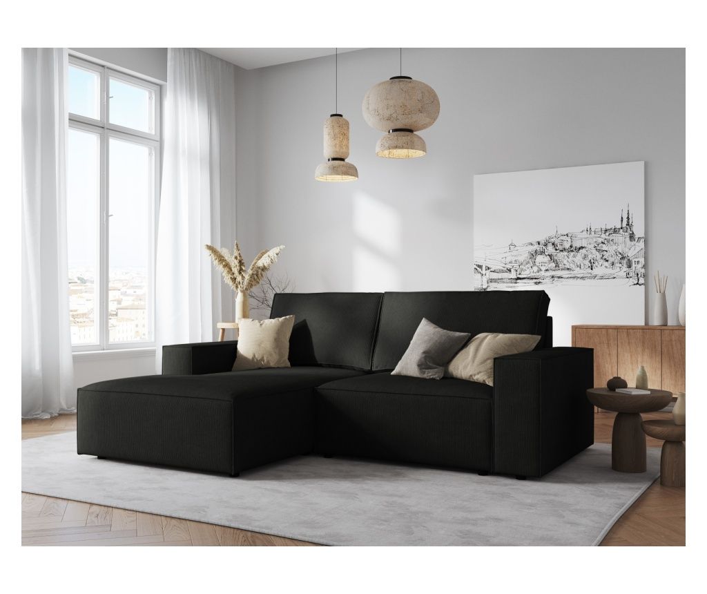 Milo Casa Carlo Black Corner Sofa