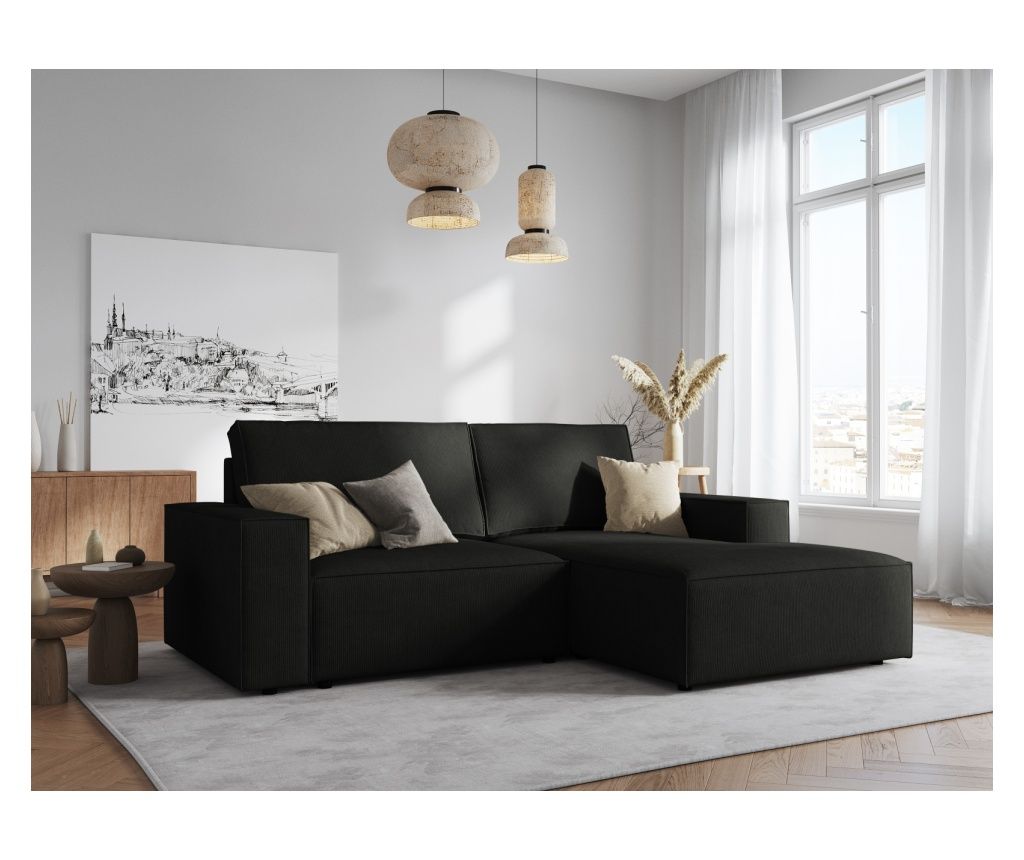 Milo Casa Carlo Black Corner Sofa