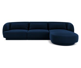 Ъглов диван Cosmopolitan Design 620350, кралско синьо, 70x156x255 см