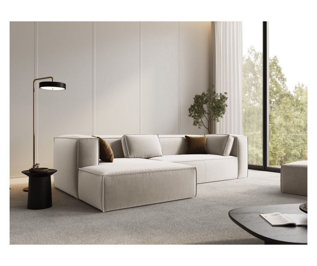 Mazzini Verbena kremna kotna sedežna garnitura