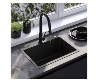 Svježi Sudoper + Slavina Rea Liam Crni - 58X45X18,5Cm