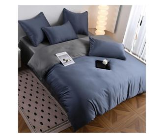 Set lenjerie de pat dublu, 6 piese, satin, 240 x 245 cm, uni, Casa de Vis Online, P-09R