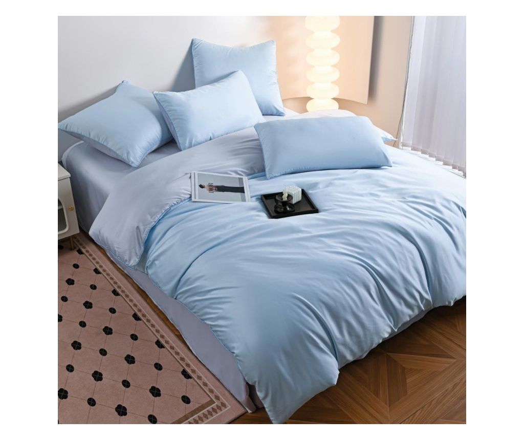 Double Bedding Set, 6 Pieces, Satin, 240 x 245 cm, Plain, Casa de Vis Online, P-17R