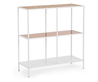 Haldor Console Table, White Steel, Natural MDF, 82x33x85h