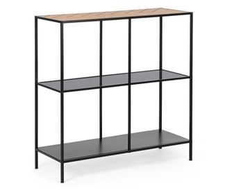 Haldor Console Table, Black Steel/Natural MDF, 82x33x85cm