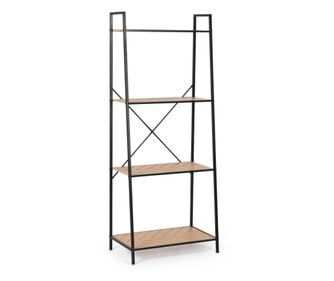Haldor Black Steel and Natural MDF Shelf Unit 60.5x36x150h
