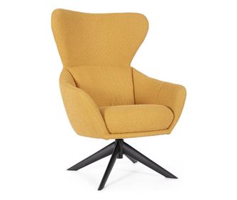 Hailey forgó fotel, fekete acél, sárga szövet, 75x80x110h