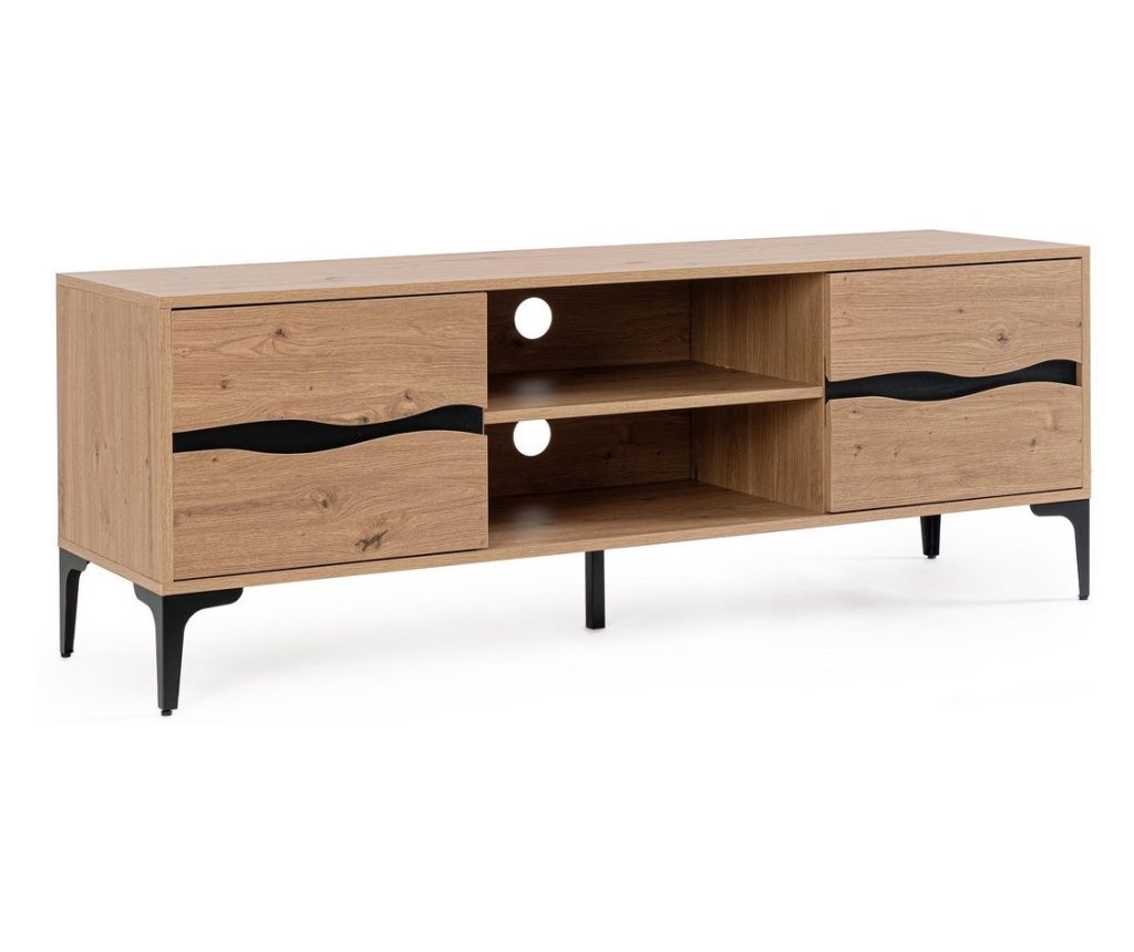 TV omarica Melys, naravni MDF in črno jeklo, 140x40x52cm