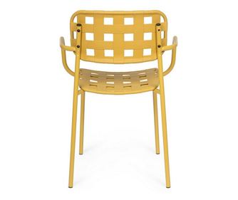 Set of 4 Clover Ochre Steel Garden Chairs 52x40x80h