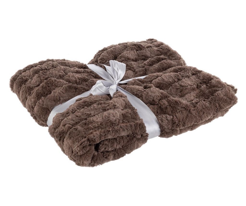 Wolly barna poliészter takaró 150x130 cm