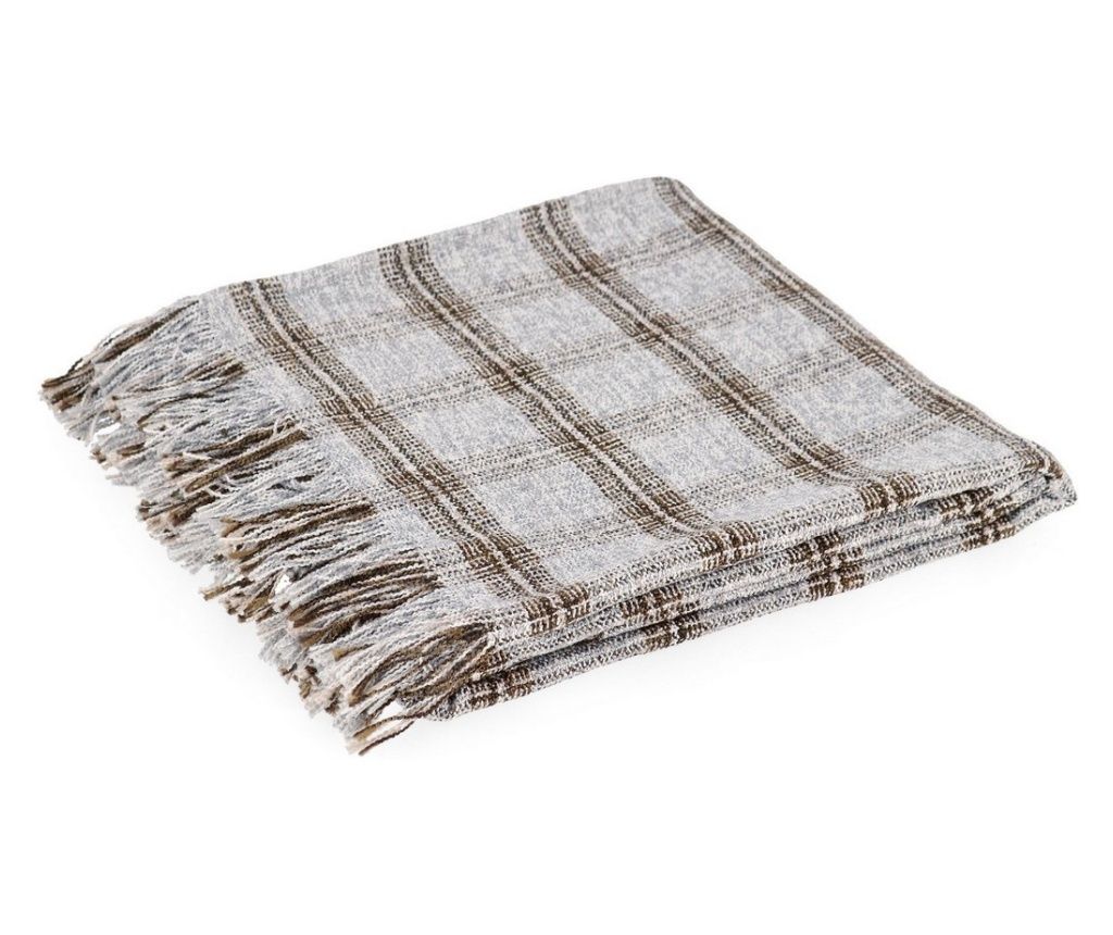 Vernon barna-szürke textil takaró 130x150 cm