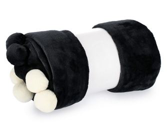 Fehér és fekete pompomos poliészter takaró 150x200 cm