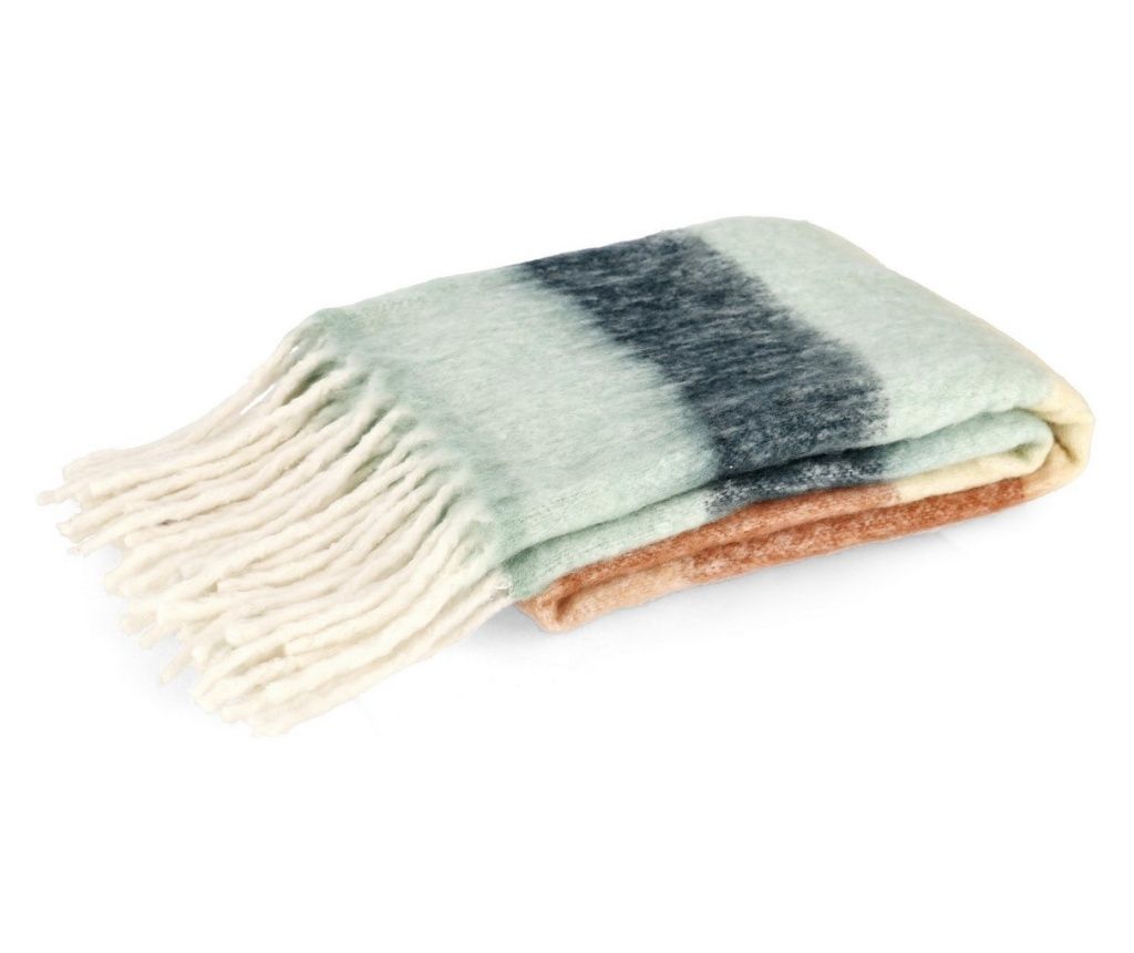 Kék és barna textil takaró Nayla 130x170 cm