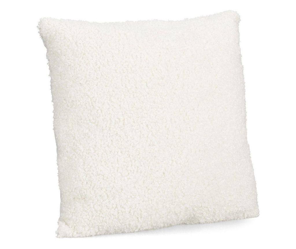 Set 2 perne textil alb buclat Champery 45x45 cm