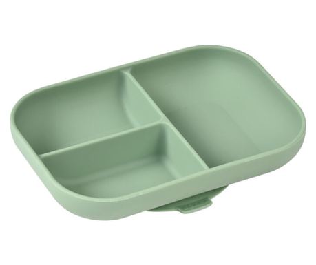 Farfurie compartimentata din silicon cu ventuza Beaba Sage Green