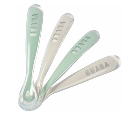 Set 4 lingurite silicon +4 luni Beaba Sage Green