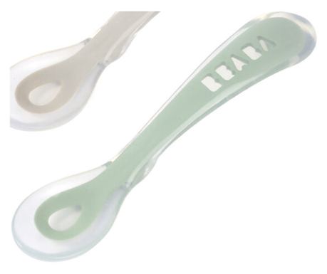 Set 2 lingurite silicon +8 luni Beaba Sage Green