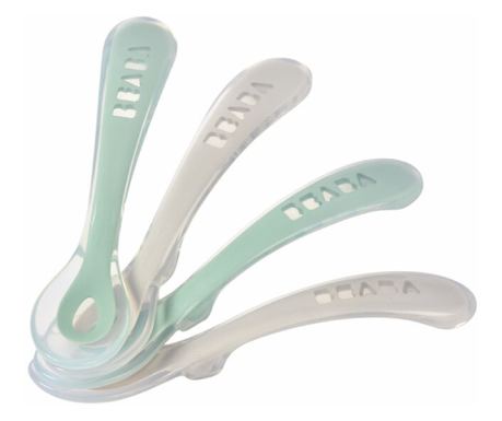 Set 4 lingurite silicon +8 luni Beaba Sage Green