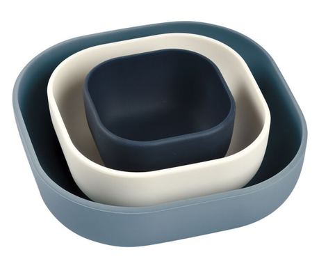 Set 3 boluri din silicon Beaba Night Blue