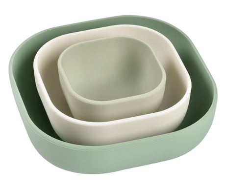 Set 3 boluri din silicon Beaba Sage Green