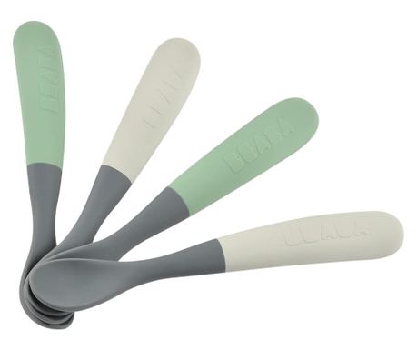 Set 4 lingurite silicon +4 luni Beaba Bicolor Mineral