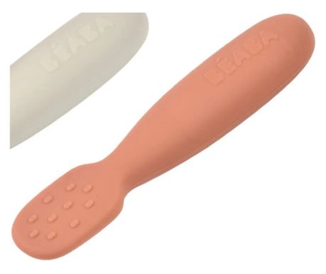Set 2 linguri silicon Beaba Terracotta/Velvet Grey