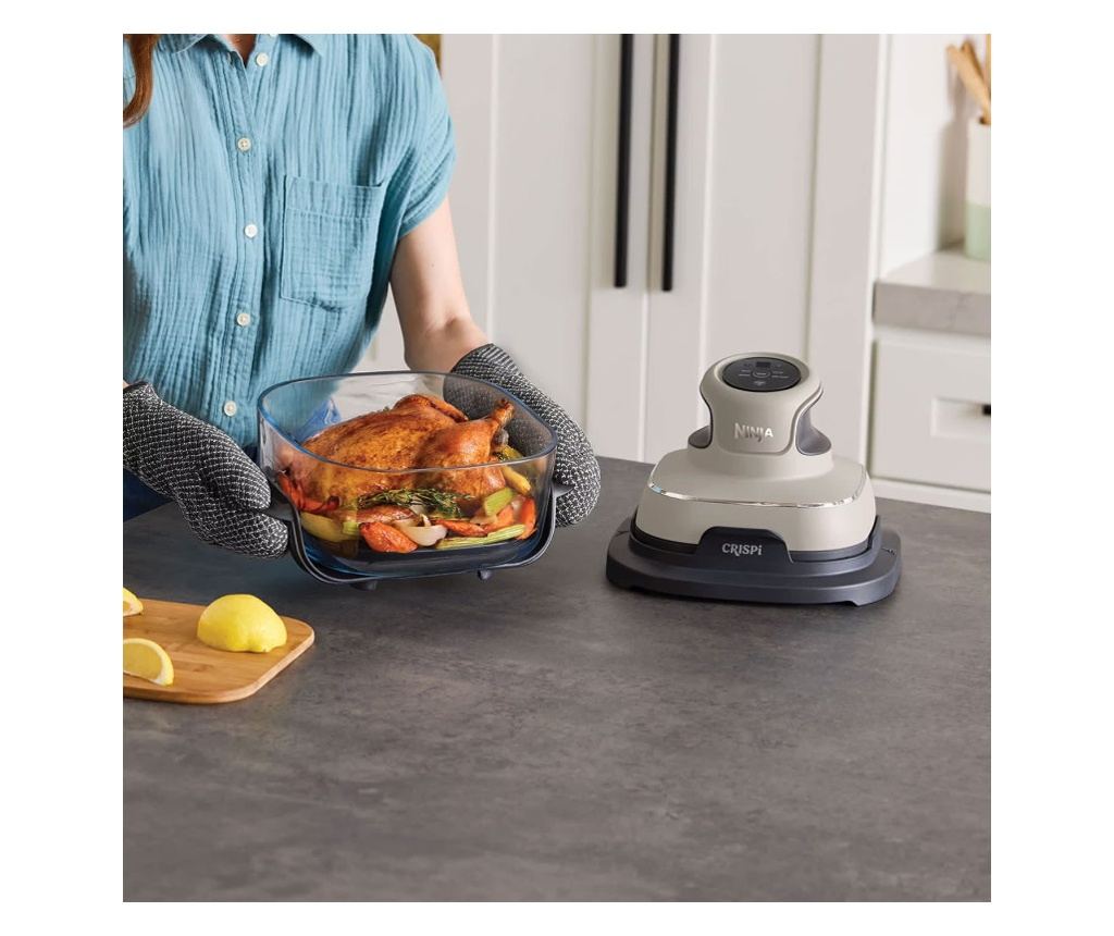 Ninja CRISPi FN101EUST 4 az 1-ben Hordozható Air Fryer, 1700W, 3.8L, 6 Adag, 2 Üvegtál, 4 Program, PFAS-mentes - 5