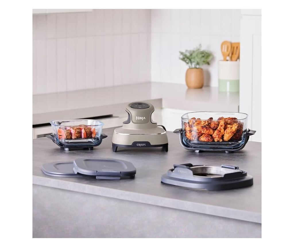 Ninja CRISPi FN101EUST 4 az 1-ben Hordozható Air Fryer, 1700W, 3.8L, 6 Adag, 2 Üvegtál, 4 Program, PFAS-mentes - 7