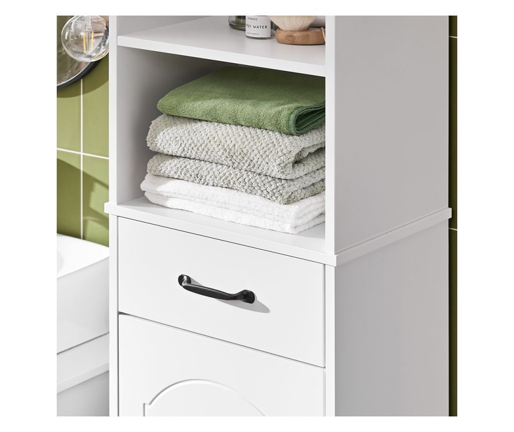 SoBuy BZR206-W 42 cm magas fürdőszobaszekrény - Helytakarékos kivitel, fiókkal és állítható polcokkal - Modern fehér, nedvességá - 5