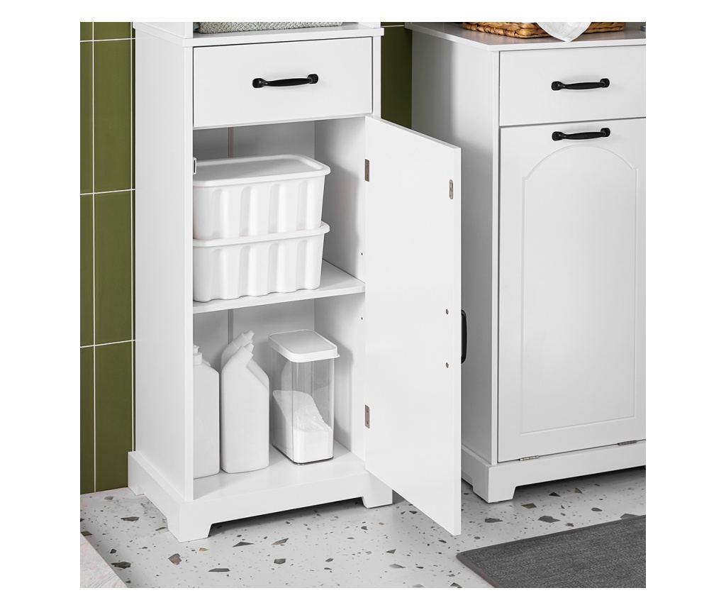 SoBuy BZR206-W 42 cm magas fürdőszobaszekrény - Helytakarékos kivitel, fiókkal és állítható polcokkal - Modern fehér, nedvességá - 7