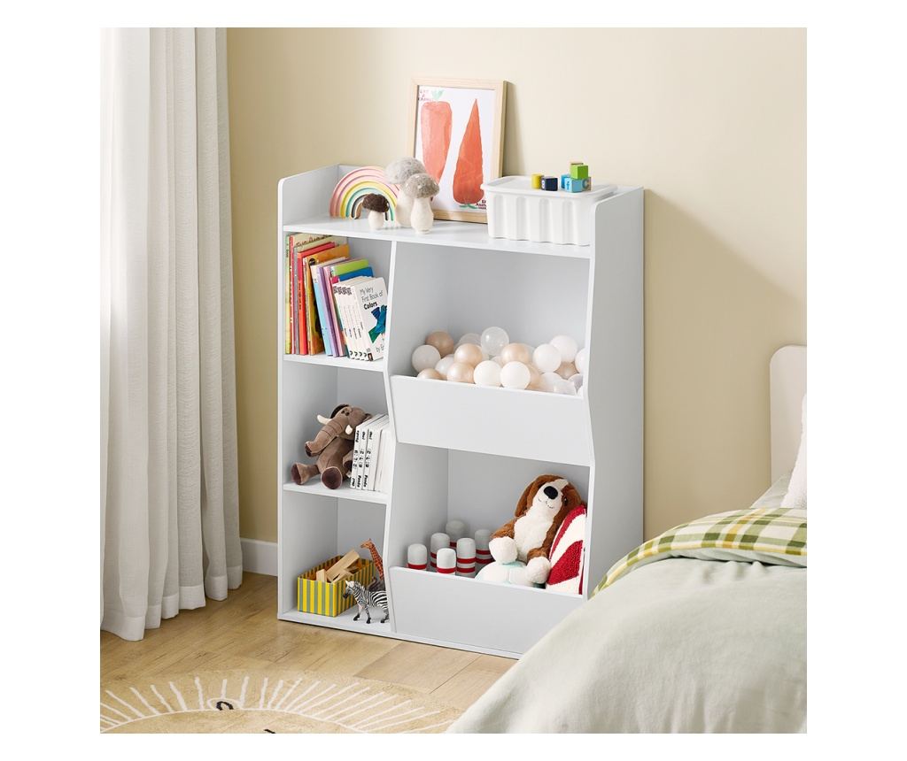 SoBuy KMB55-K-W Gyermekeknek készült Montessori könyvespolc és játékpolc - 5 rekeszes, fehér padlós modell - 80x34x104 cm

Ez a - 2