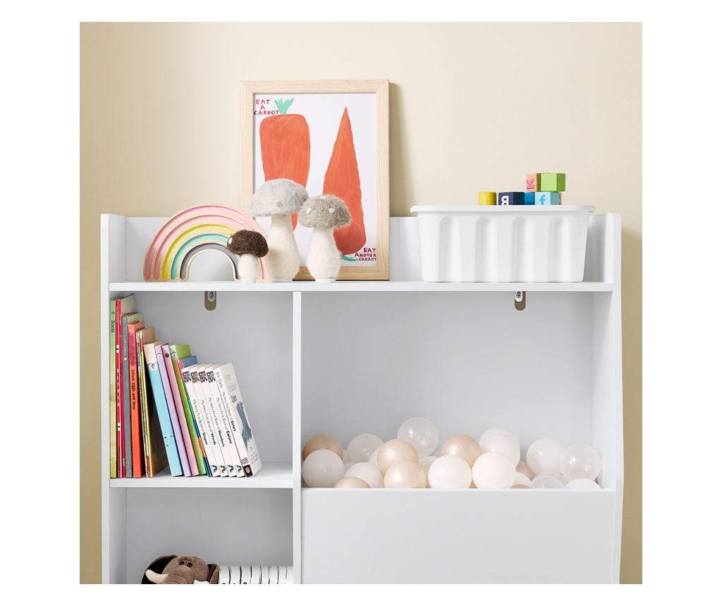 SoBuy KMB55-K-W Gyermekeknek készült Montessori könyvespolc és játékpolc - 5 rekeszes, fehér padlós modell - 80x34x104 cm

Ez a - 6