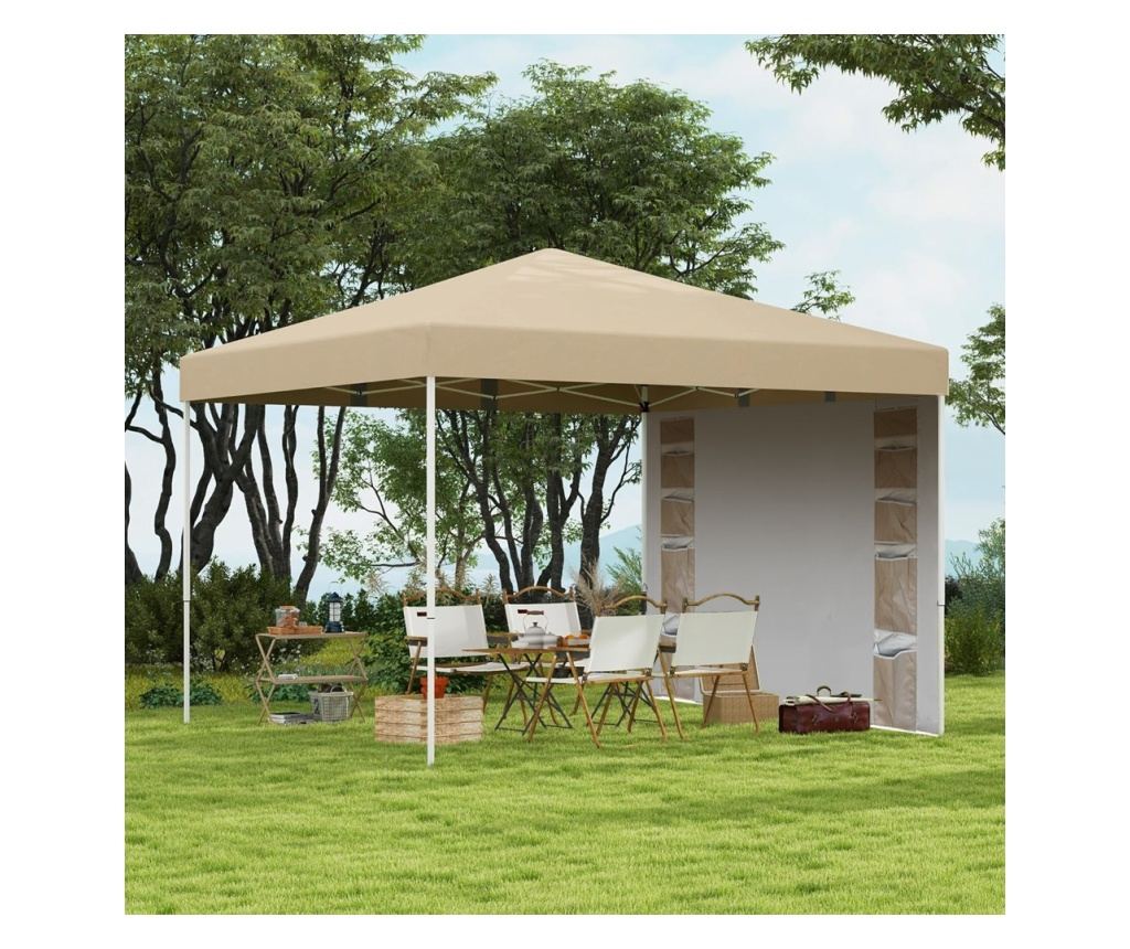 Pavilon hátfallal, zsebekkel 3x3x2,8 m, bézs - 4