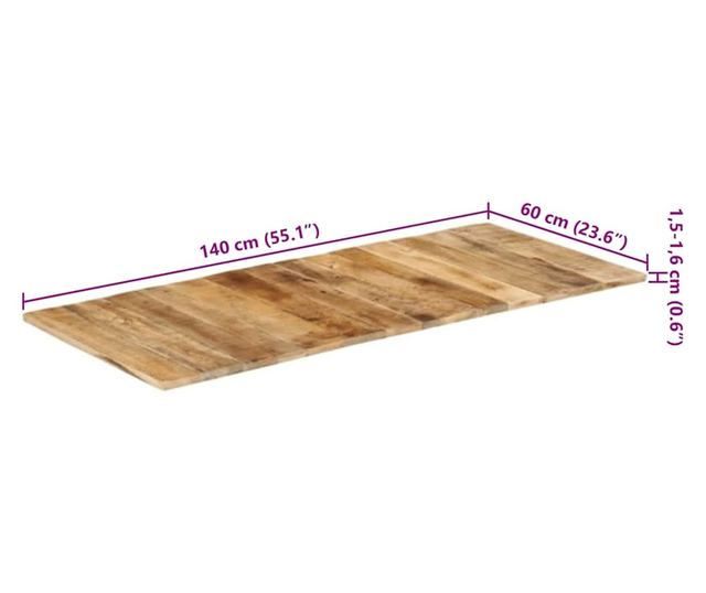 Stolna ploča, 140 x 60 cm, masivno drvo manga, 15-16 mm