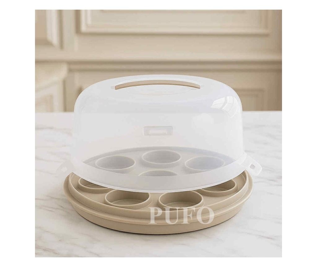 Kerek tálalótál 2 az 1-ben Pufo Cookies átlátszó fedéllel torták, sütemények, muffinok tálalásához, Ø 28 cm - 3