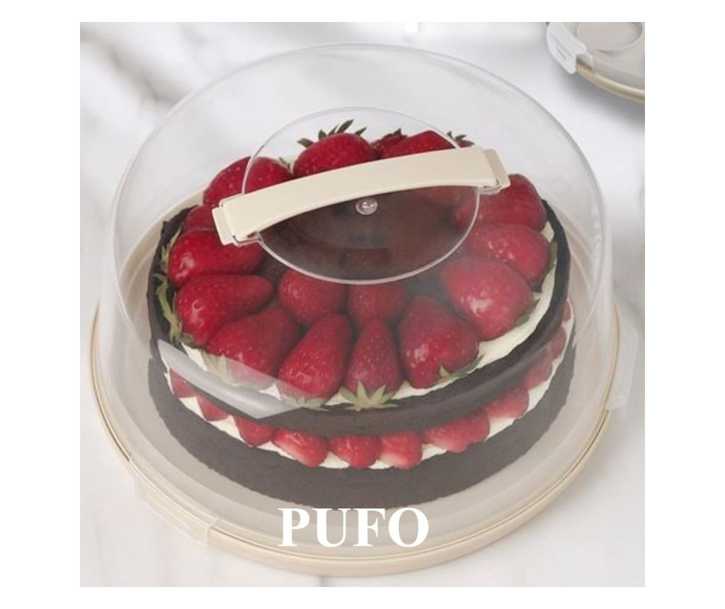 Kerek tálalótál 2 az 1-ben Pufo Cookies átlátszó fedéllel torták, sütemények, muffinok tálalásához, Ø 28 cm - 6