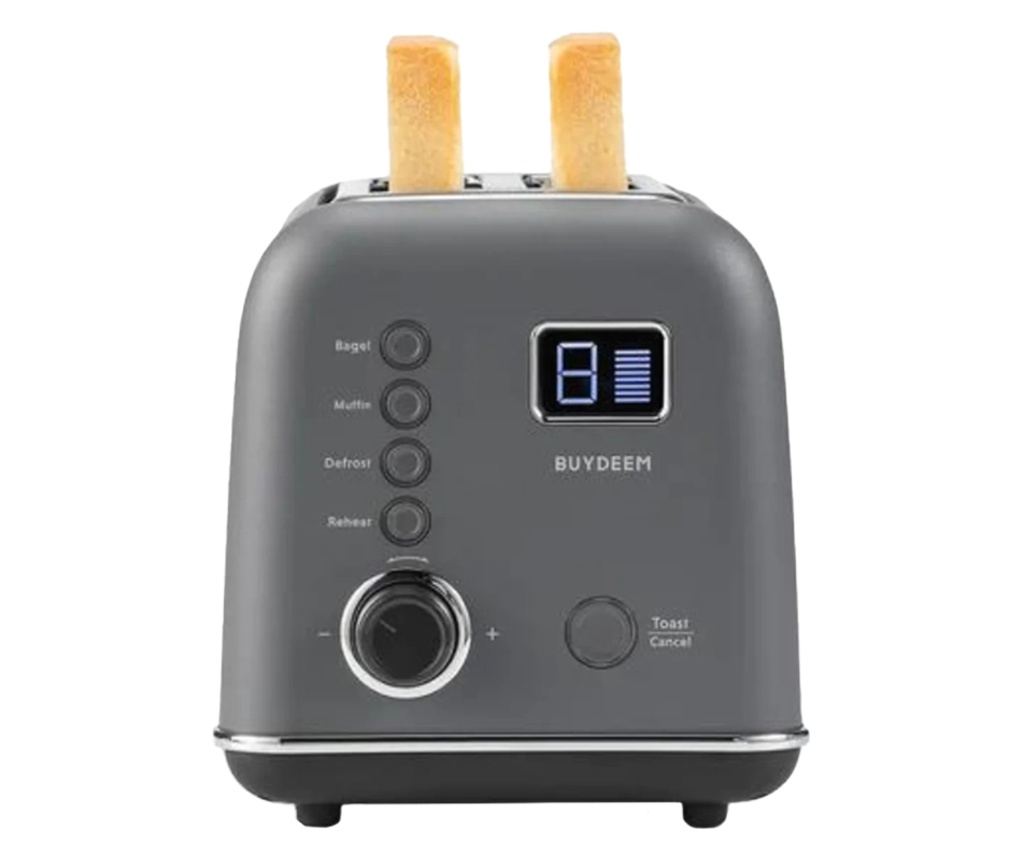 BUYDEEM DT730E Kenyérpirító, 900W, 2 Szelet, 9 Automata Program, 9 Pirítási Fokozat, Rozsdamentes Acél Ház, LCD Kijelző, LED Jel - 6