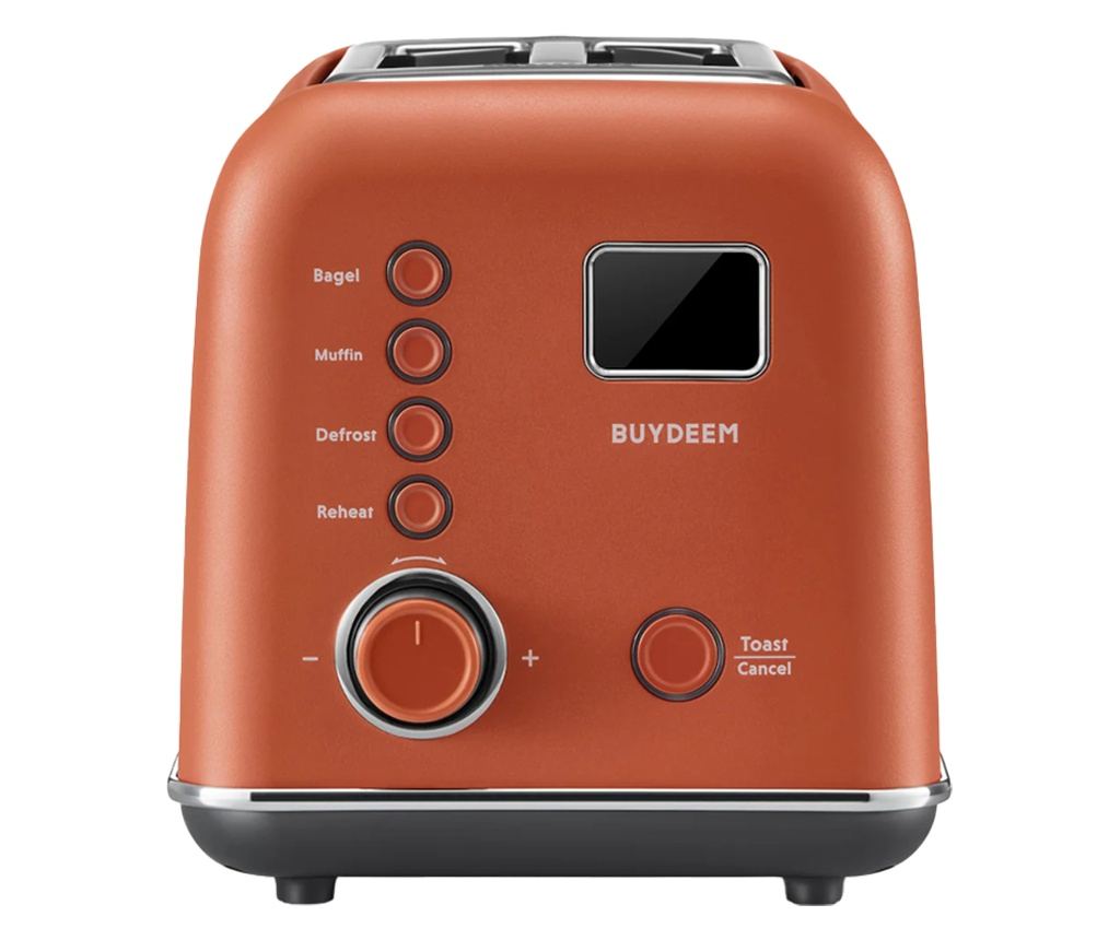 BUYDEEM DT730E Retro Kenyérpirító, 900W, 2 Szelet, 9 Automata Program, 9 Pirítási Szint, Rozsdamentes Acél Ház, LCD Kijelző, LED - 2