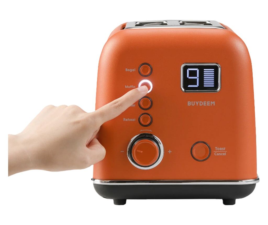 BUYDEEM DT730E Retro Kenyérpirító, 900W, 2 Szelet, 9 Automata Program, 9 Pirítási Szint, Rozsdamentes Acél Ház, LCD Kijelző, LED - 3