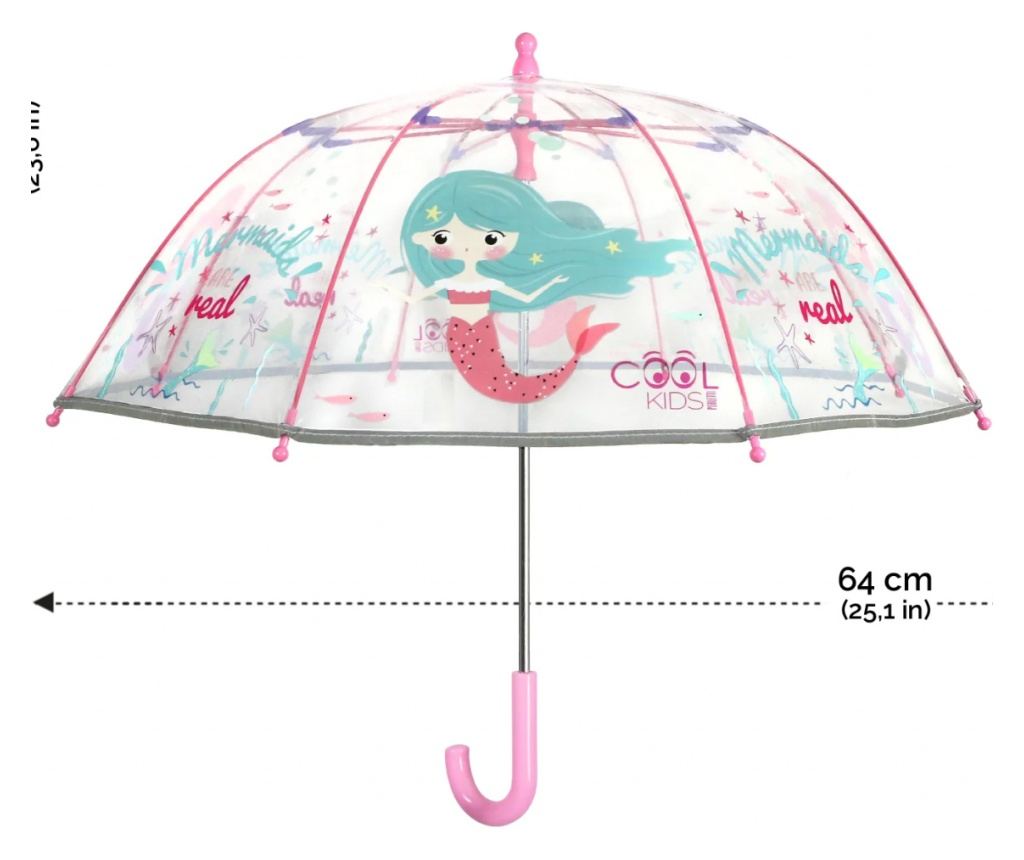 Umbrelă transparentă Perletti CoolKids Sirenă 60cm - 5