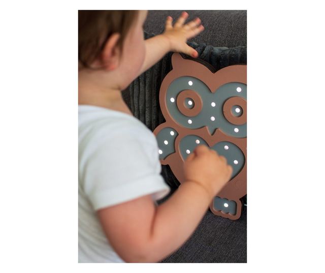 Lampa Personalizabila, HandyHands, din lemn Bufnita Vesela - 18 L x 21 H (cm)