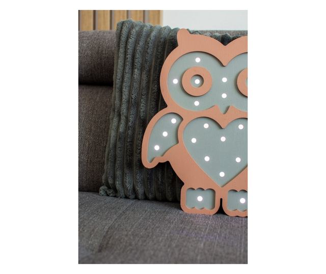 Lampa Personalizabila, HandyHands, din lemn Bufnita Vesela - 18 L x 21 H (cm)