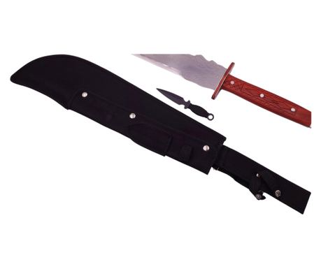 DEPOX® Kínai harci kard, Sárkány Stance, Rozsdamentes acél, 75 cm, Ezüst, Dobókés, Tokkal