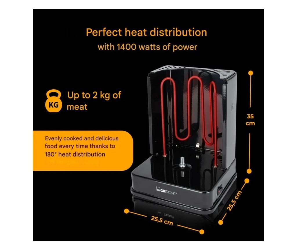 Rotisor vertical electric, Clatronic, negru - 6