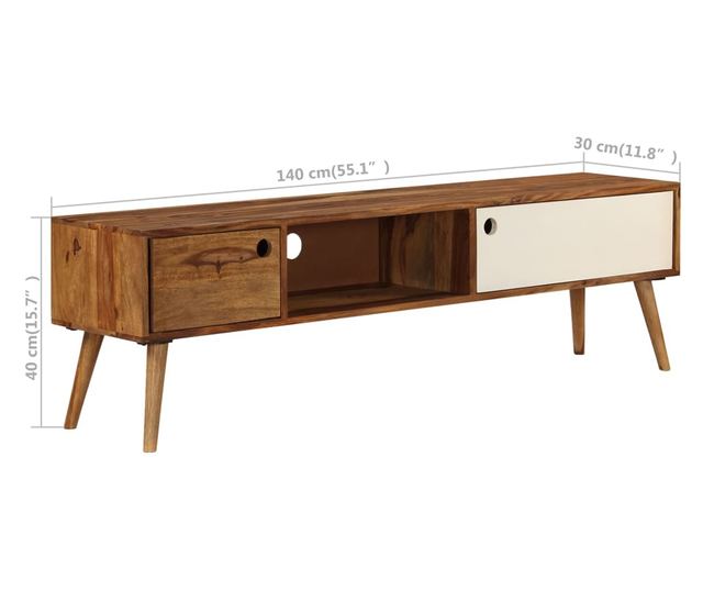 TV komoda, 140x30x40 cm, masivno drvo sheeshama