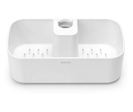 Органайзер за душ Brabantia ReNew 1004187, 7.5х13.3х24.4 см, Дъно с отвори за вода, Устойчивост на корозия, Бял