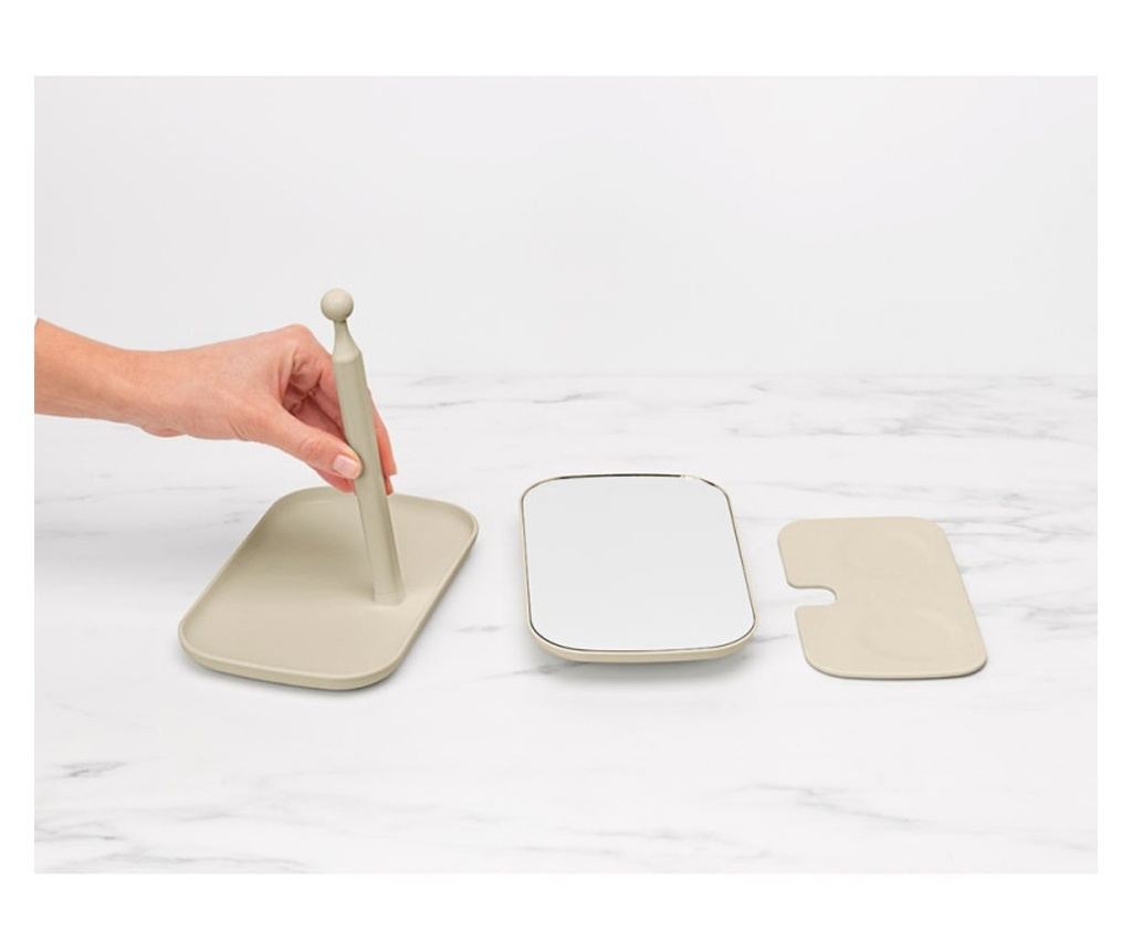 Brabantia ReNew Tükör Tartóval 1006271, 28.3x20x12.6 cm, Csúszásmentes Talp, 360°-ban Állítható, Bézs - 8