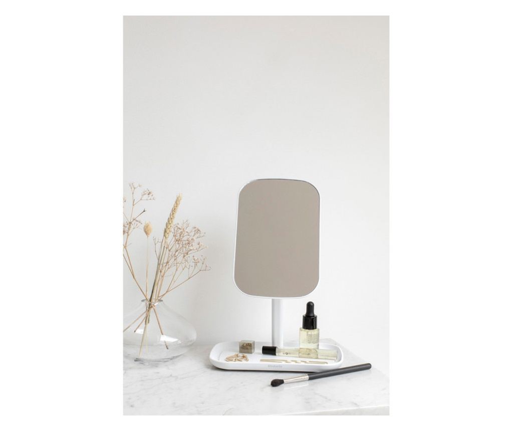 Brabantia ReNew Tükör kiegészítőtartóval 1004185, 28,3x20x12,6 cm, csúszásmentes talp, 360°-os elforgatás, fehér - 2