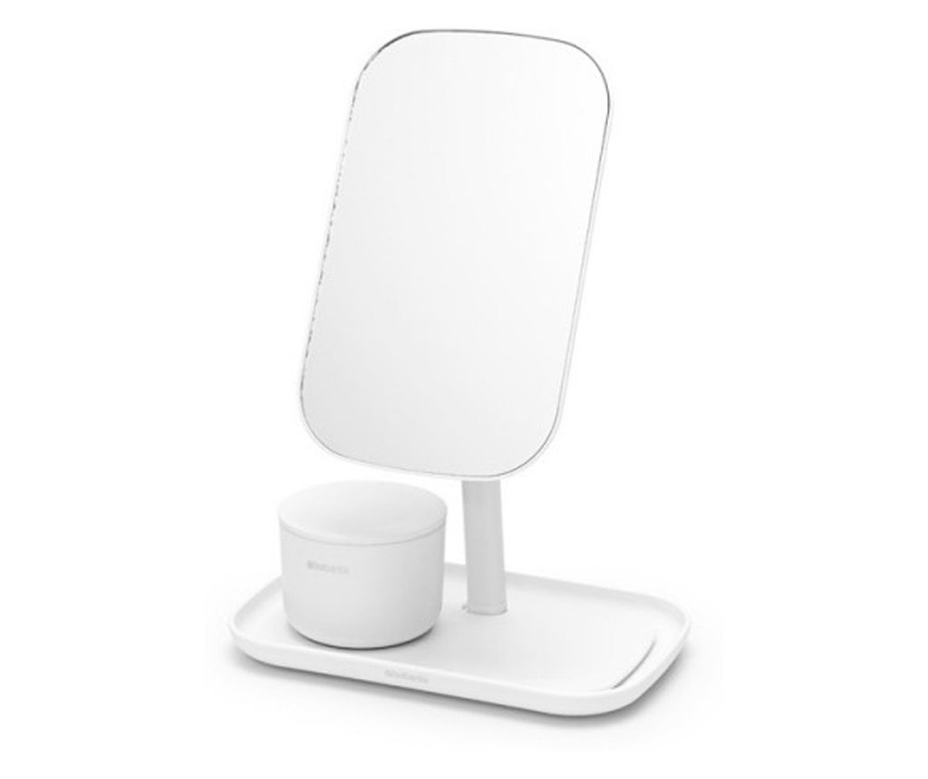 Brabantia ReNew Tükör kiegészítőtartóval 1004185, 28,3x20x12,6 cm, csúszásmentes talp, 360°-os elforgatás, fehér - 5